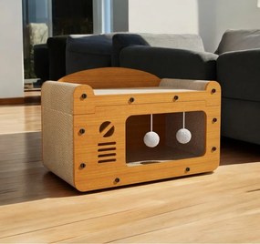 Mačací domček 3v1 KITZONE 56x30 cm, béžový