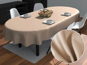 Biante Veľký oválny bavlnený saténový obrus ST-017 Béžový 180x260 cm
