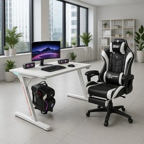 Herný stôl s podsvietením BG04 biely 140 cm