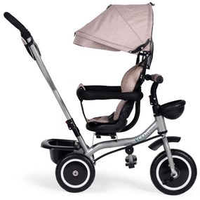 ECOTOYS Trojkolka 2v1 s otočným sedadlom + sklopná strieška - béžová