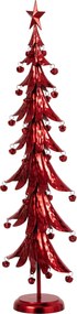 Červený veľký kovový stromček s rolničkami Christmas Tree XL - 25 * 13 * 78,5 cm