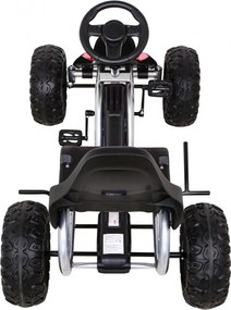 Ramiz Veľká silná detská motokára s pedálmi čierna + 100 kg záťaž + EVA kolesá + ručná brzda + športové sedadlo