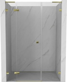 Mexen Lunar L, ľavé otočné sprchové dvere 155 cm, číre sklo, zlatý profil, 834SL-155-050-50-00-L
