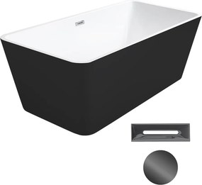 Besco Akrylátová voľne stojaca vaňa Evita BW Matt 160x80 BESCO-Typ výpuste: Click-Clack s prepadom, grafit, BESCO-Rozmery: 160x80, BESCO-Farba: Biela…