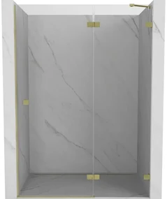 Mexen, Mexen Lunar pravé otočné sprchové dvere 130 cm, transparentné, brúsené zlato - 834-130-000-55-00-P