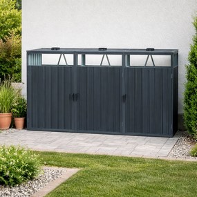 Prístrešok na 3 smetné koše BestBerg BBTS-MK3 / 1,9 m² / 240 × 80 × 122 cm / antracitová