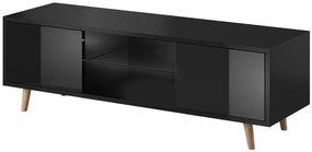 TV stolík Sweden 140 cm čierny mat/čierny lesk