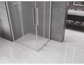 Mexen Velar Duo, sprchový kút s posuvnými dverami 90 x 80 cm, 8mm sklo námraza, brúsená oceľ, 871-090-080-32-97