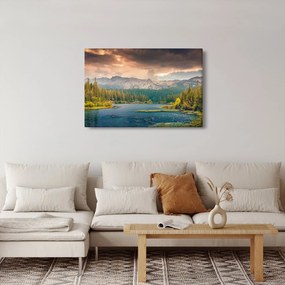 Obraz horskej rieky a hôr (90x60 cm)