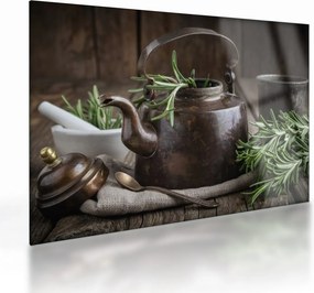 Sklenený obraz - Kanvička s rozmarínom (70x50 cm)