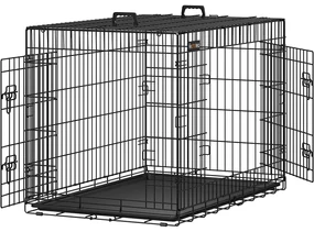 Klietka pre psov, XL prepravný box, skladací, 2 dvierka, čierna