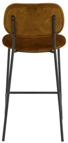 Zamatová barová stolička v horčicovej farbe 92 cm Emma - Light &amp; Living