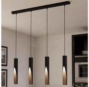 Eglo 901733 - LED Luster na lanku BARBOTTO 4xGU10/4,5W/230V 3000K čierna/hnedá 901733