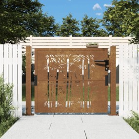 Záhradná brána 105x80 cm kortenová oceľ dizajn bambusu 153184