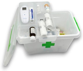 Lekárnička, úložný box na lieky s vnoreným organizérom, 2v1, s rúčkou, antibakteriálna, 6,5 l