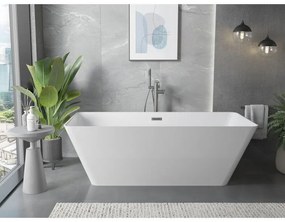 Mexen Velo Slim, voľne stojaca vaňa 170 × 75 cm, biela lesklá, grafitový prepad, 52811707500-95