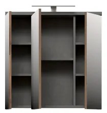 Závesná kúpeľňová skrinka so zrkadlom VENOM antracit/hnedá