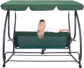 Záhradná hojdačka so strieškou, skladacia, tmavozelená Springos GS0028 VENEZIA