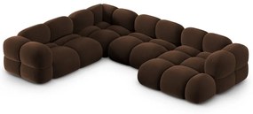 Tmavohnedá zamatová rohová pohovka (ľavý roh/do tvaru "U") Loretto – Cosmopolitan Design