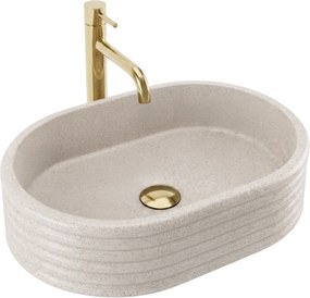 Rea Nicoletta, umývadlo na dosku 500x360x140 mm, béžová-imitácia kameňa, REA-U7346