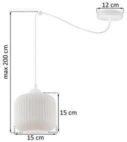 Závesné svietidlo Riffle Spider, 1x biele sklenené tienidlo, w