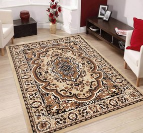 Eureka Home TURECKÝ KOBEREC KLASICKÝ BÉŽOVÝ TURECKÉ KOBERCE DO OBÝVAČKY BCF 80x150