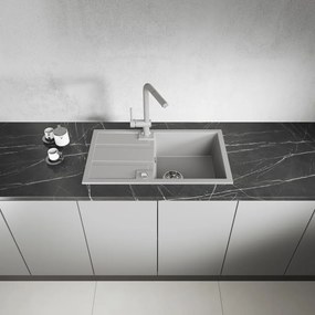 Laveo Barbados, 1-komorový granitový drez 760x440x194 mm, šedá, LAV-SBB_511T