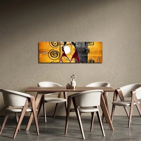Obraz - Staroveká maľba (s hodinami) (90x30 cm)