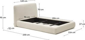 Béžová čalúnená jednolôžková posteľ 90x200 cm Martina – Kave Home