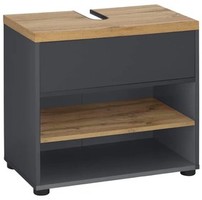 Antracitová skrinka pod umývadlo v dekore duba 60x57 cm Thessa – Støraa