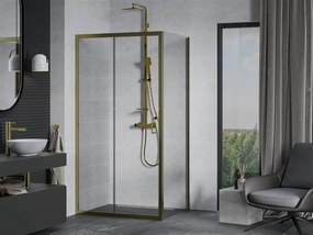 Mexen Apia sprchovací kút s posuvnými dverami 130 (dvere) x 70 (stena) cm, 5mm číre sklo, zlatý profil, 840-130-070-50-00