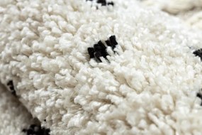 Dywany Łuszczów, Kusový koberec Berber Syla B752 dots cream kruh, 160x160 (priemer) kruh, biela, chodba / predsieň