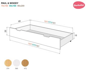 Ourbaby® 273-0 Paul posteľ bez úložného priestoru 200x90 cm prírodná