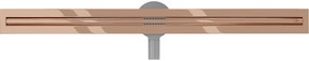 Mexen Flat nerezový sprchový žľab s rotačným 360° sifónom 90 cm, vzor SLIM, ružovo-zlatá, 1641090