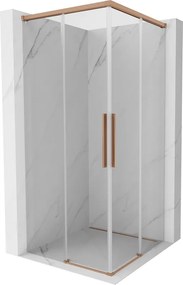 Mexen Rox, Duo posuvný sprchový kút 95 x 95 cm, 8mm číre sklo, medený matný profil, 8C2D-095-095-65-00