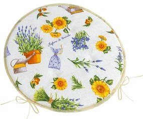 Bellatex Sedák EMA okrúhly hladký Levanduľa fialová, žltá, priemer 40 cm