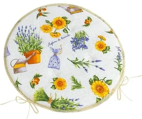 Bellatex Sedák EMA okrúhly hladký Levanduľa fialová, žltá, priemer 40 cm