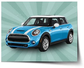 Sablio Plagát Mini sedan Zelené pozadie - 60x40 cm