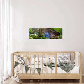 Obraz - Hobitína (s hodinami) (90x30 cm)