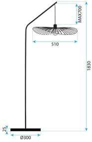 Toolight Toolight, stojaca lampa 183cm, 1xE27, APP1844-1F, čierna, OSW-07065