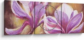 Obraz - Kvety magnólie (s hodinami) (90x30 cm)