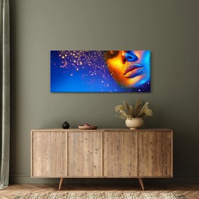 Obraz - Body art, zlato-modrá kombinácia (120x50 cm)