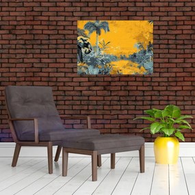 Sklenený obraz - Slon v prírode (70x50 cm)