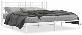 Kovový rám postele s čelom biely 180x200 cm 376377