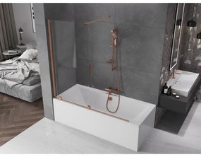 Mexen Velar, 2-krídlová posuvná vaňová zástena 160 x 150 cm, 8mm číre sklo, medená matná, 896-160-000-01-65