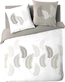 Biele/taupe bavlnené obliečky na dvojlôžko/predĺžené 240x220 cm Goyave – douceur d'intérieur