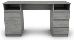 Písací stôl so 3 zásuvkami Carlos, šedý beton