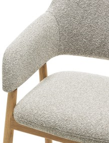 Čalouněné jídelní křeslo Sanremo bouclé světle šedé/dub přírodní