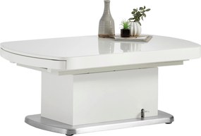 XXXLutz KONFERENČNÝ STOLÍK, biela, kov, sklo, kompozitné drevo, 120-180/75/50-78 cm Venda - Stolíky do obývačky - 002809002501