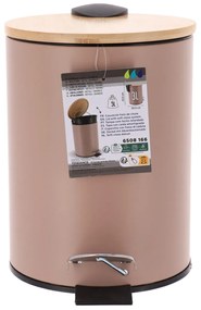 TENDANCE Odpadkový kôš Timeless, béžová/s drevenými prvkami, 2,5 l